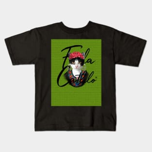 Lemon TXB back Cat Frida Cathlo version of - Frida Kahlo Kids T-Shirt